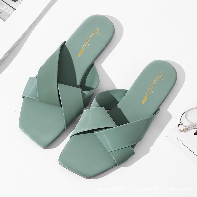 

Slippers 2021Fashion Flat Beach Flip Flops Shoes Footwea Solid Women Sandals Summer Outdoor For Female, Black