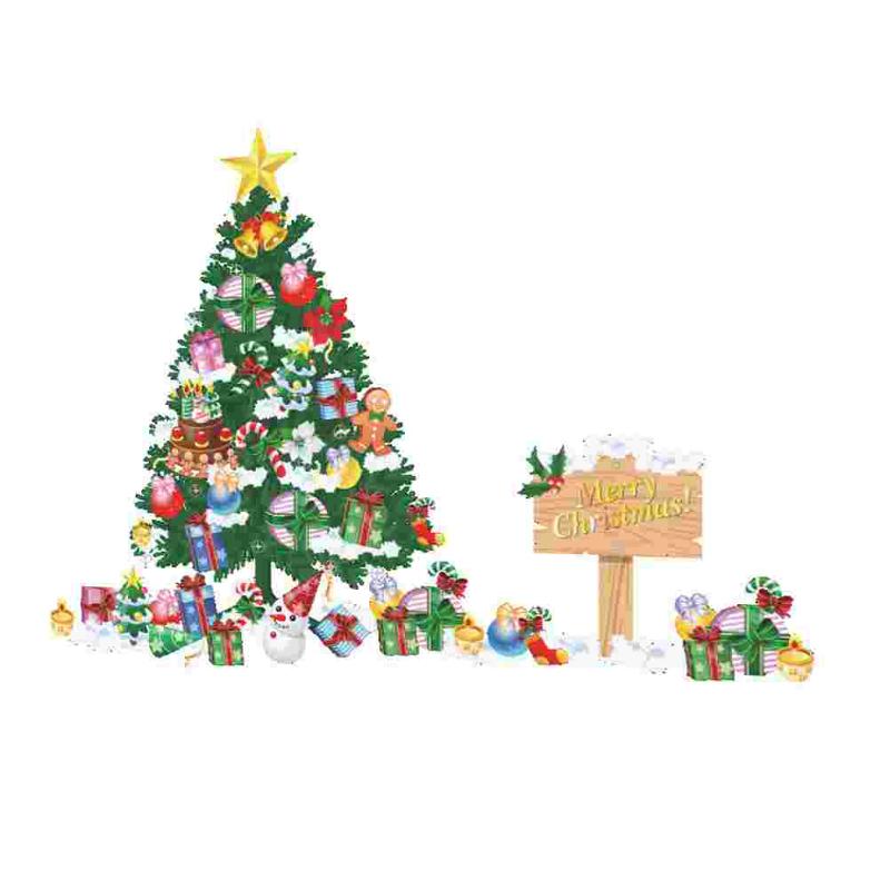 

Wall Stickers 1 Sheet Xmas Tree Gift Sticker Decor Christmas Decorative