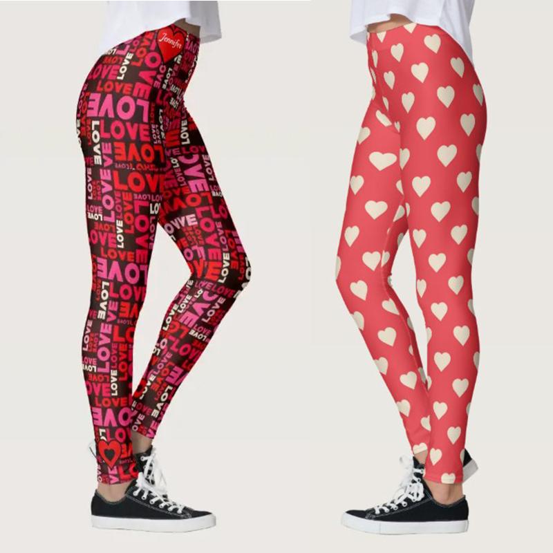 

Yoga Outfit Women's Valentine's Day Lovesy Letter Print Leggings Skinny Pants For Running Pilates Gym Slim Workout Legging
