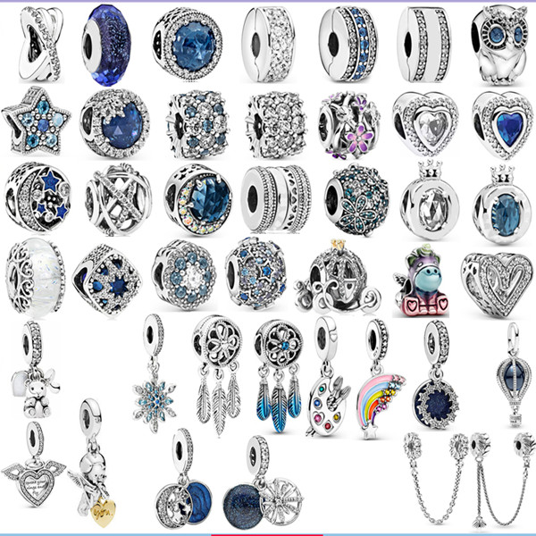 

Charm Pandora s925 Sterling Silver Beads Heart of the Sea Blue Series Beaded Globe HotAir Balloon
