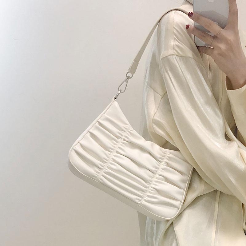 

Vintage Crumpled Chain Baguette Underarm Bag For Women 2021 Ins Versatile Niche Texture Shoulder Messenger Cosmetic Bags & Cases