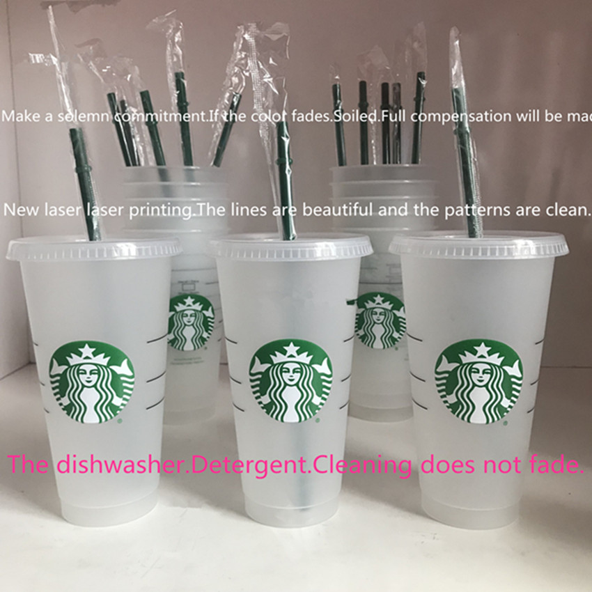 

Starbucks 24OZ/710ml Plastic mug little mermaid confetti Tumbler Goddess gift Lid Reusable Clear Drinking Flat Bottom Straw Bardian Color changing Flash black DHL