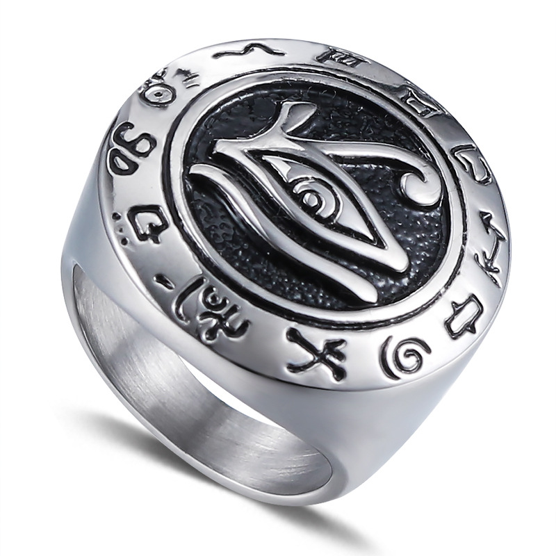 

Fashion Horus Eye silver gold color ring Personalized vintage men's stainless steel cast Punk hawk head rings for men's jewelry