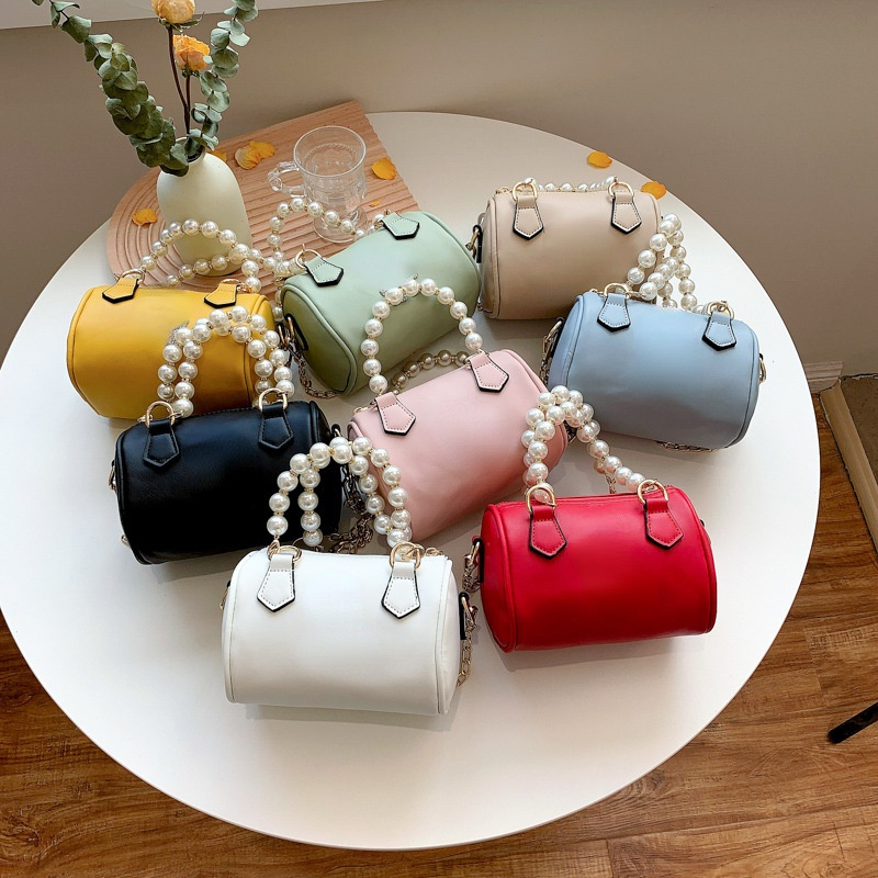 

girls designer handbags trendy kids letter summer pearl Boston Pillow Bag princess wallet children Beaded Mini one shoulder bags F567, Red-l(this is ps pic)