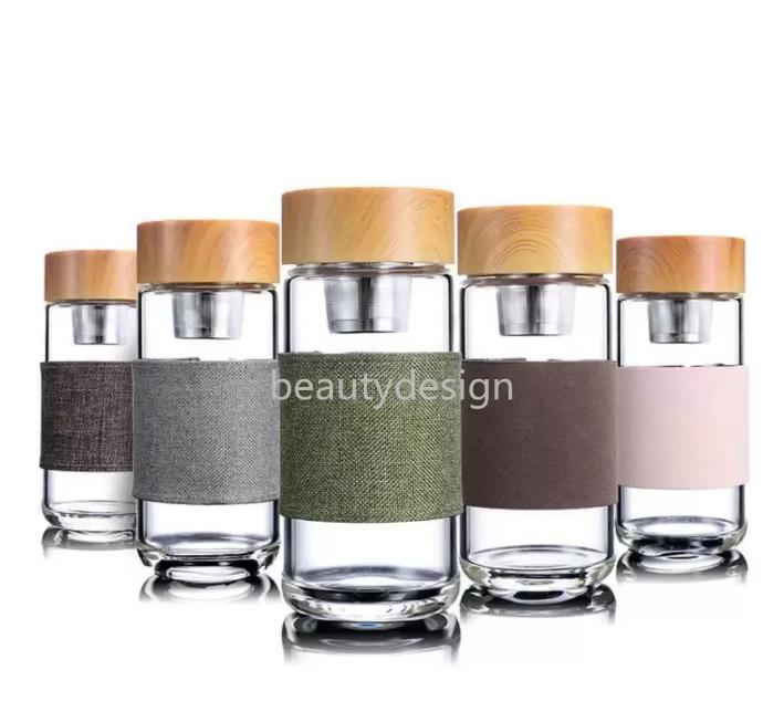 

Water Bottle Travel Drinkware Portable Glass Tea Infuser Filters with Stainless Steel Filter Tumbler, As shown
