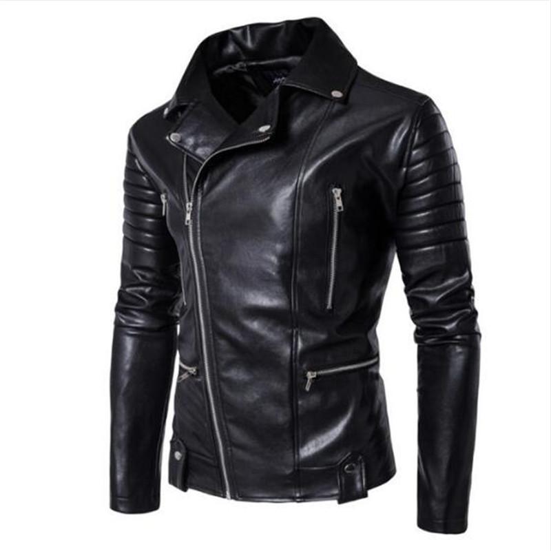 

Men's Fur & Faux AILOOGE Size 5XL Men Leather Jackets Europe And America Top Quality Slim Motorcycle Youth Bomber Jacket, Black