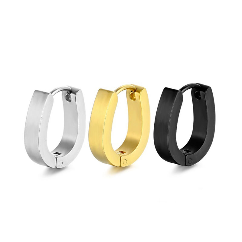 

Body Piercing Jewelry Stainless Steel Ear Hoops Punk U Shaped Hoop Earrings for Men and Women