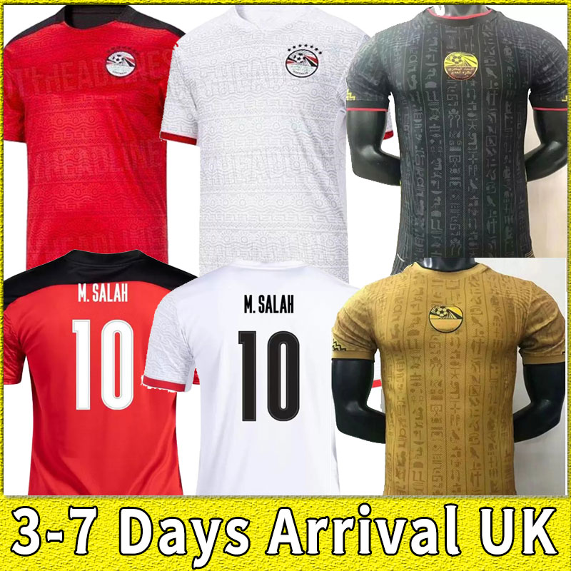 

2021 Egypt NATION soccer jersey M. SALAH Home Red away white 20 21 KAHRABA A. HEGAZI RAMADAN M.ELNENY uniforms jerseys men footbal shirts player version, Away+patch