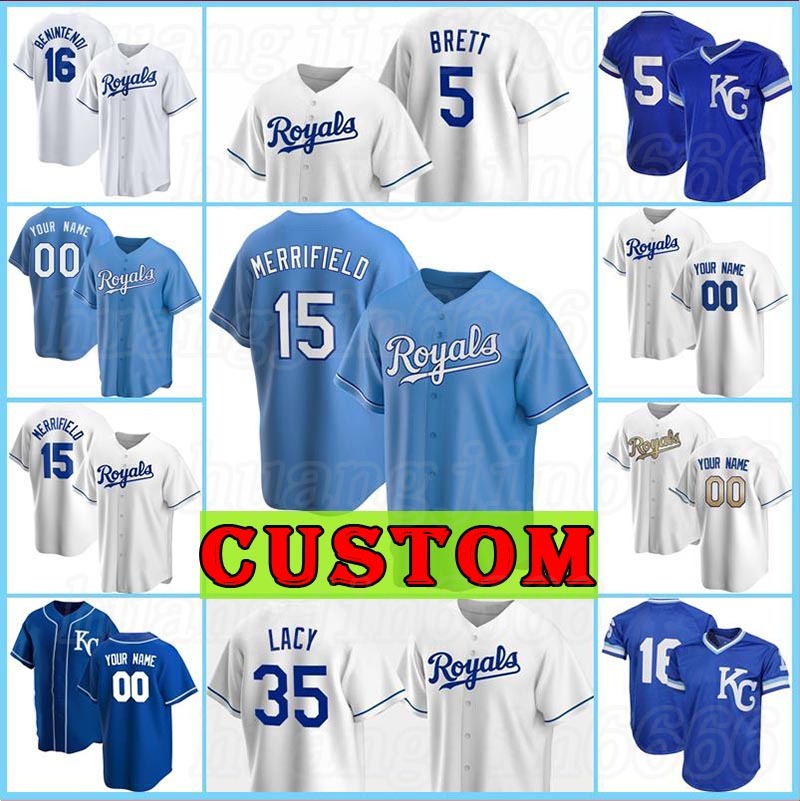 

15 Whit Merrifield Kansas 16 Andrew Benintendi City Custom Baseball 41 Carlos Santana 1 Nicky Lopez Hunter Dozier George Brett Royals Jersey, Custom cool base(huangjia)