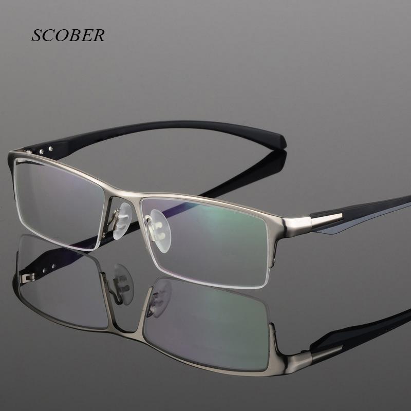 

Fashion Sunglasses Frames 202 Titanium Alloy Spectacle Men Half-frame Glasses TR90 Legs Paragraph Metal Frame Women
