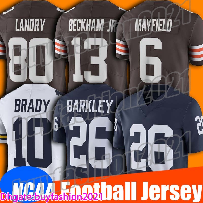 

6 Baker Mayfield Jersey NCAA College Football 24 Nick Chubb Jerseys 13 Odell Beckham Jr 80 Jarvis Landry Jersey Myles Garrett Denzel Ward, Black;red