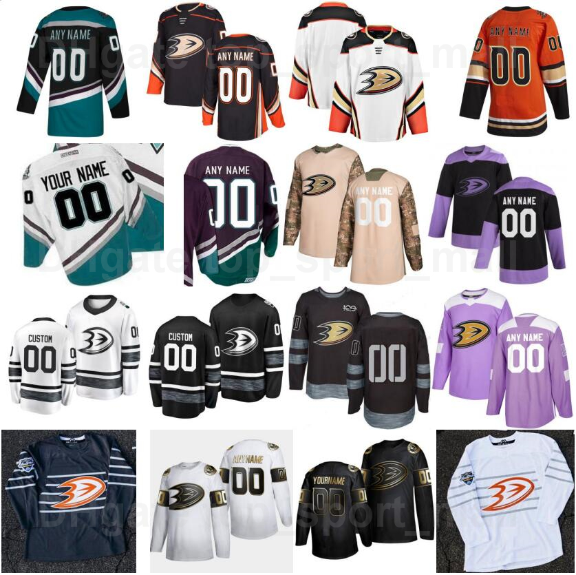 

Anaheim Ducks Hockey 36 John Gibson Jersey 25 Ondrej Kase 34 Sam Steel 38 Derek Grant 53 Max Comtois Nick Ritchie Golden Edition, Black