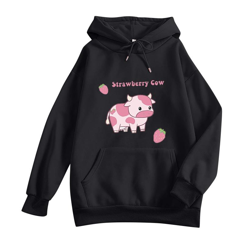 

Women's Hoodies & Sweatshirts Harajuku For Women Fashion Casual Fun Print Round Neck Drawstring With Pocket Loose Sports Top Pullover, Black