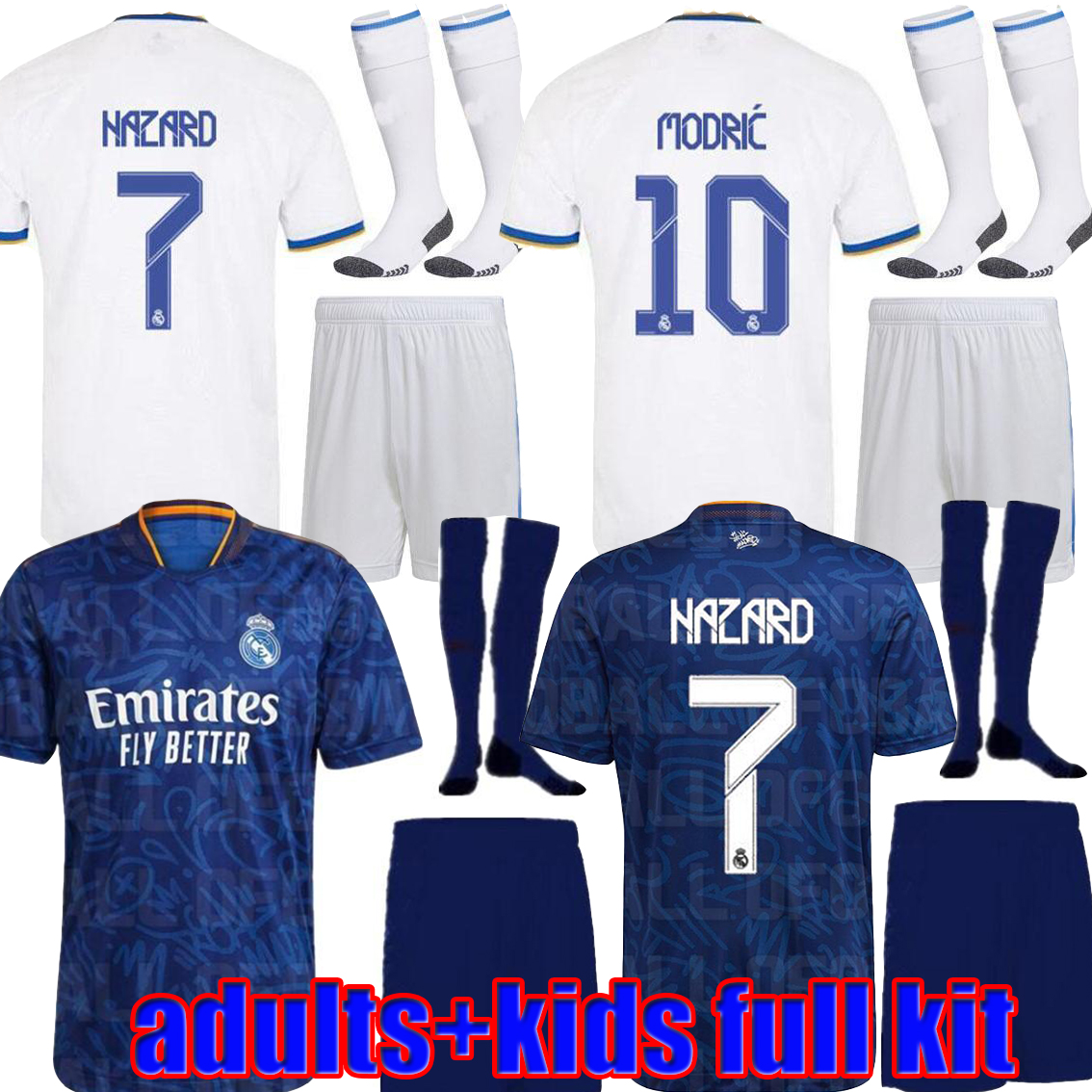

REAL MADRID new soccer jerseys 21 22 adults+kids kit BENZEMA HAZARD SERGIO RAMOS Casemiro ASENSIO VINICUS JR MODRIC 2021 2022 camiseta men full sets football shirts, 21 22 away full kit