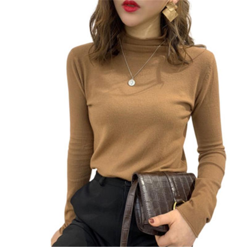 

Women's Sweaters Long-sleeved Knit Bottoming Shirt Women 2022 Autumn Winter Korean Version Tight-fitting Jacket Half-high Collar Sweater, White;black