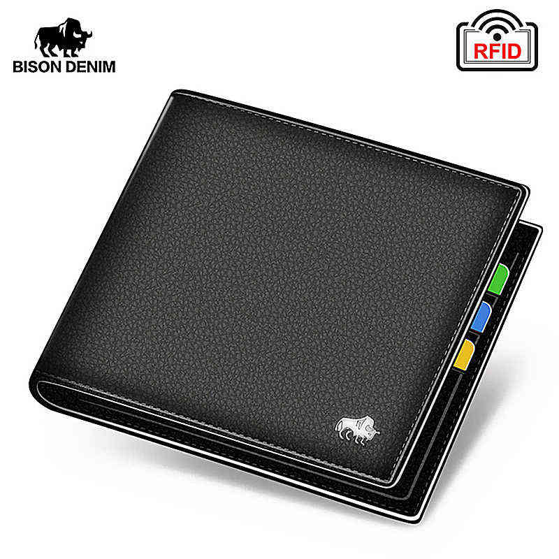 

NXY Wallet Bison Denim Marca Hombres Monedero Cuero Carteras Lujo Oficina N4470-3 Bifold 2017 Pequeo Billetera 0124, Black