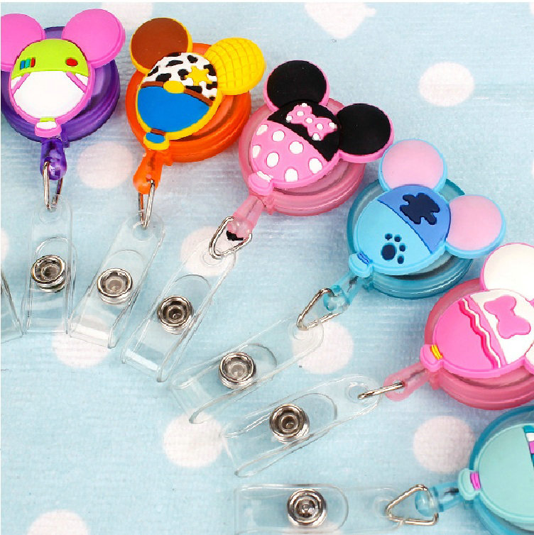 

Retractable Badge Reel Pull Buckle ID Card Holder School Office Supplies Anti-Lost Clip Cute Cartoon Silicone Reels Belt