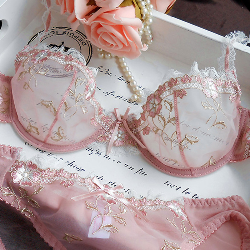 

Angels Sensual Lingerie Embroidery Womens Underwear Set Sexy Bra Transparent Bra Underwear Set of Linen Sexy Bra Set AG41202, Black