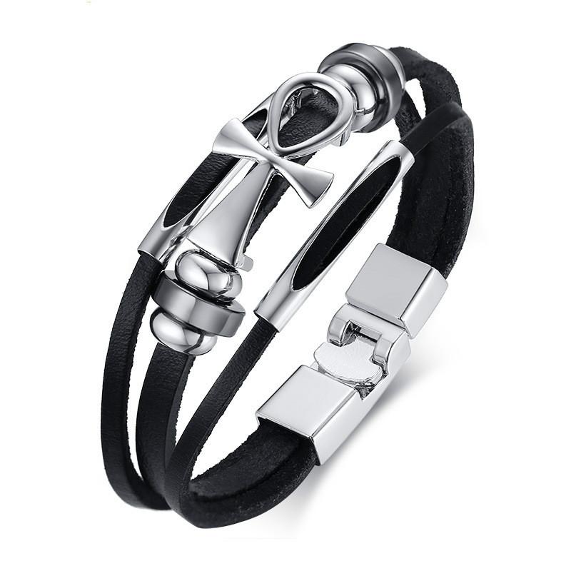 

Charm Bracelets Fashion Accessory Alloy Material Anka Cross Men's Leather Bracelet