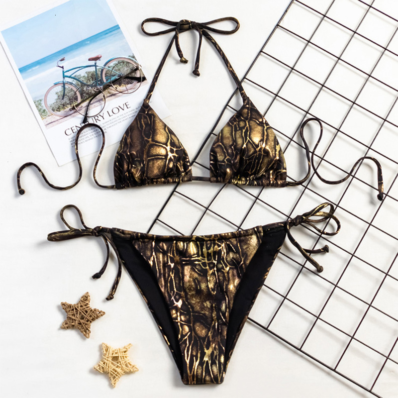 Single Crocodile Bikini 2021 Large Sexy Off Shoulder Split Swimsuit-image-678527182