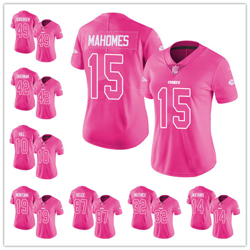 

KansasCityChiefsWOMEN Patrick Mahomes II Tyreek Hill Limited Jersey Football pink Rush Fashion