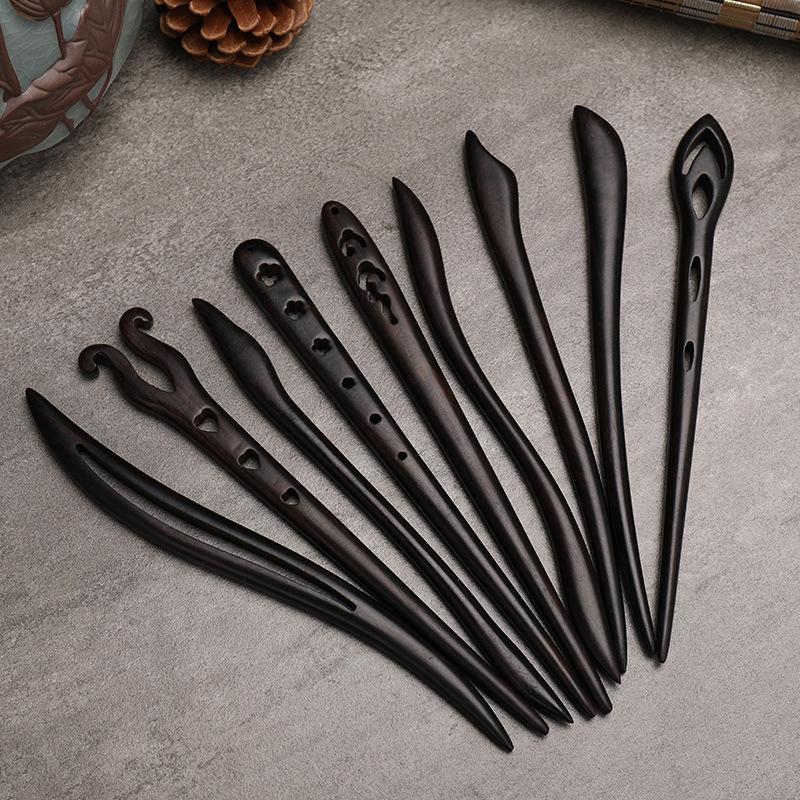 

Women Wood Hairpin Chinese Style Hair Sticks Pins Ebony Fork Clips Headwear Wedding Ornaments Jewelry Accessories & Barrettes