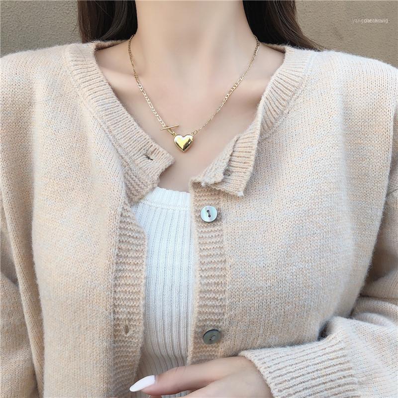 

Japanese And Korean Temperament Simple Metal Peach Heart-shaped Necklace Female Personality Sweet Girl Clavicle Chain Necklace.1