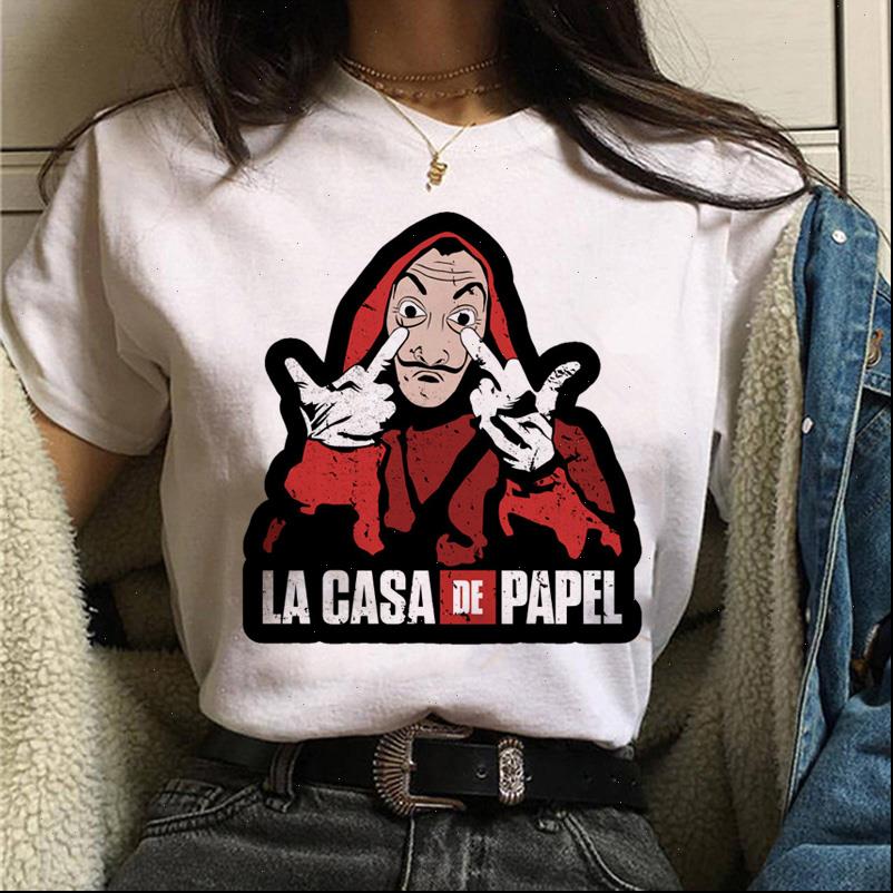 

women t shirts money a harajuku la casa de papel hip hop house of paper femal tees, White