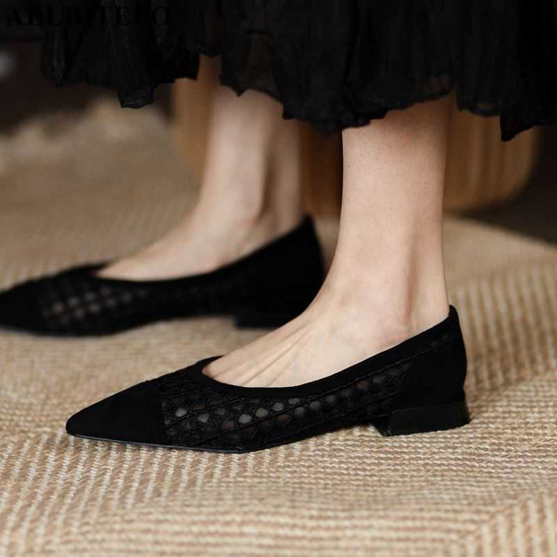 

ALLBITEFO Hollow Out Breathable Design Summer Shoes Genuine Leather Women Heels Shoes Cool Fashion Comfortable High Heel Shoes 210611, As picture