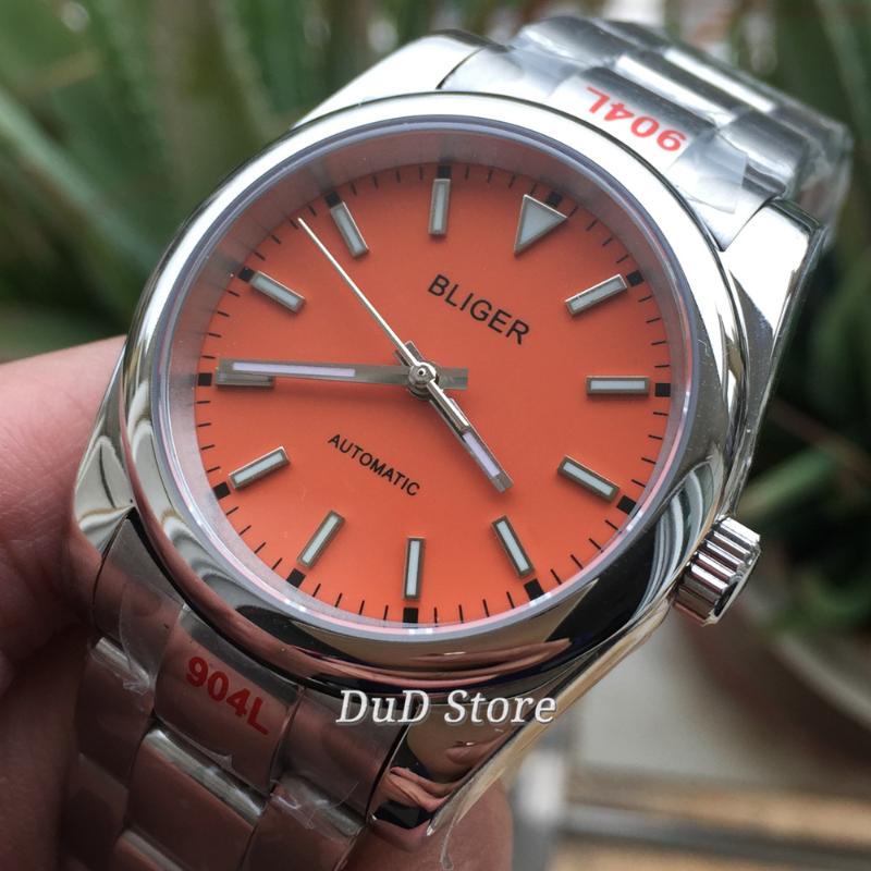 

Wristwatches 36mm/39mm Orange Sterile Dial NH35 PT5000 MIYOTA Automatic Mens Watch Sapphire Crystal Luminous Oyster Bracelet Fashion