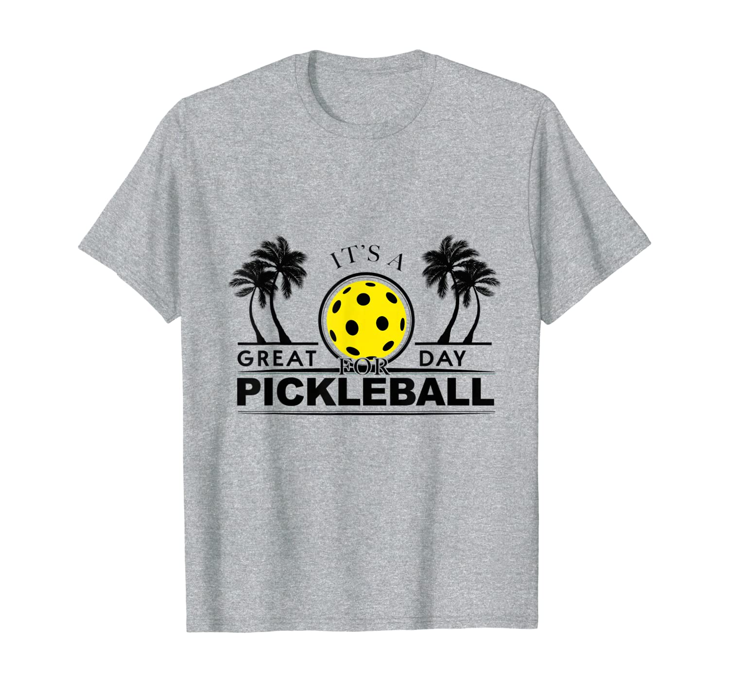 

it's a great day for pickleball palm trees sunrise t-shirt, White;black