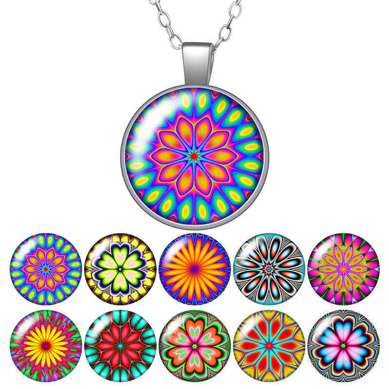 

Beauty Flowers Colorful Daisy Round Pendant Necklace Glass Cabochon Silver Color/crystal Jewelry Women Party Birthday Gift 50cm