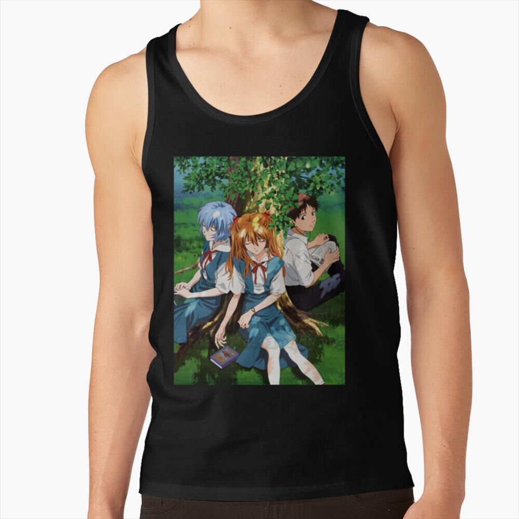 

nge pilots gyms clothing cotton bodybuilding tank mens singlet sleeveless anime evangelion asuka shinji kaoru, White;black