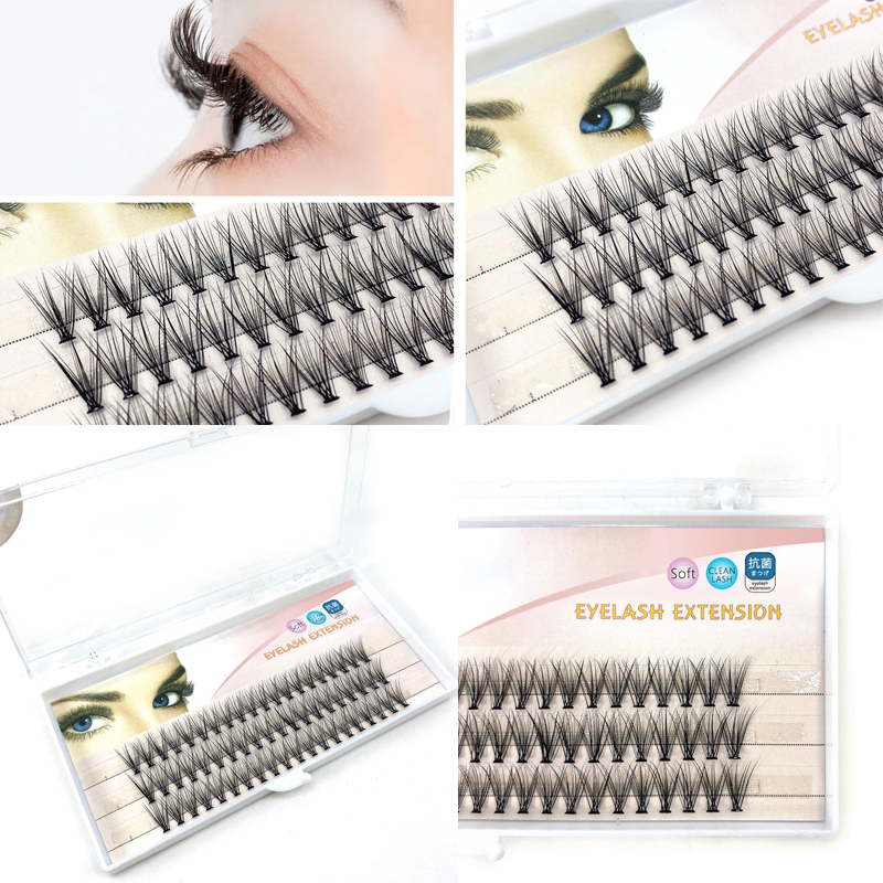 Wholesale Flare Eyelashes 20P 8/9/10/11/12mm Individual False Eyelash 20Hairs/Cluster Fake Lashes Natural 60Clusters Short/Medium/Long-image-400155617