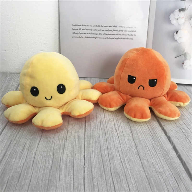 

New 2021 Creative Reversible Flip Octopus Doll Cute Mood Double-sided Stuffed Animals Pillow For Children Gift Baby Toys 1979 V2