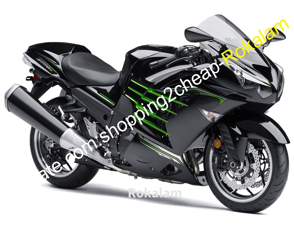 Kit de piezas de motocicletas para Kawasaki Ninja ZX14R ZZR1400 2012 2013 2014 2015 ZX-14R ZX 14R carenado negro verde (moldeo por inyección)