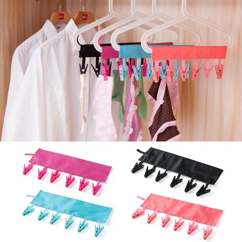 

Clothing & Wardrobe Storage Hanger Folding 6 Clips Drying Rack For Underwear Bra Socks Clothes 1pcs Portable Hangers Cloth
