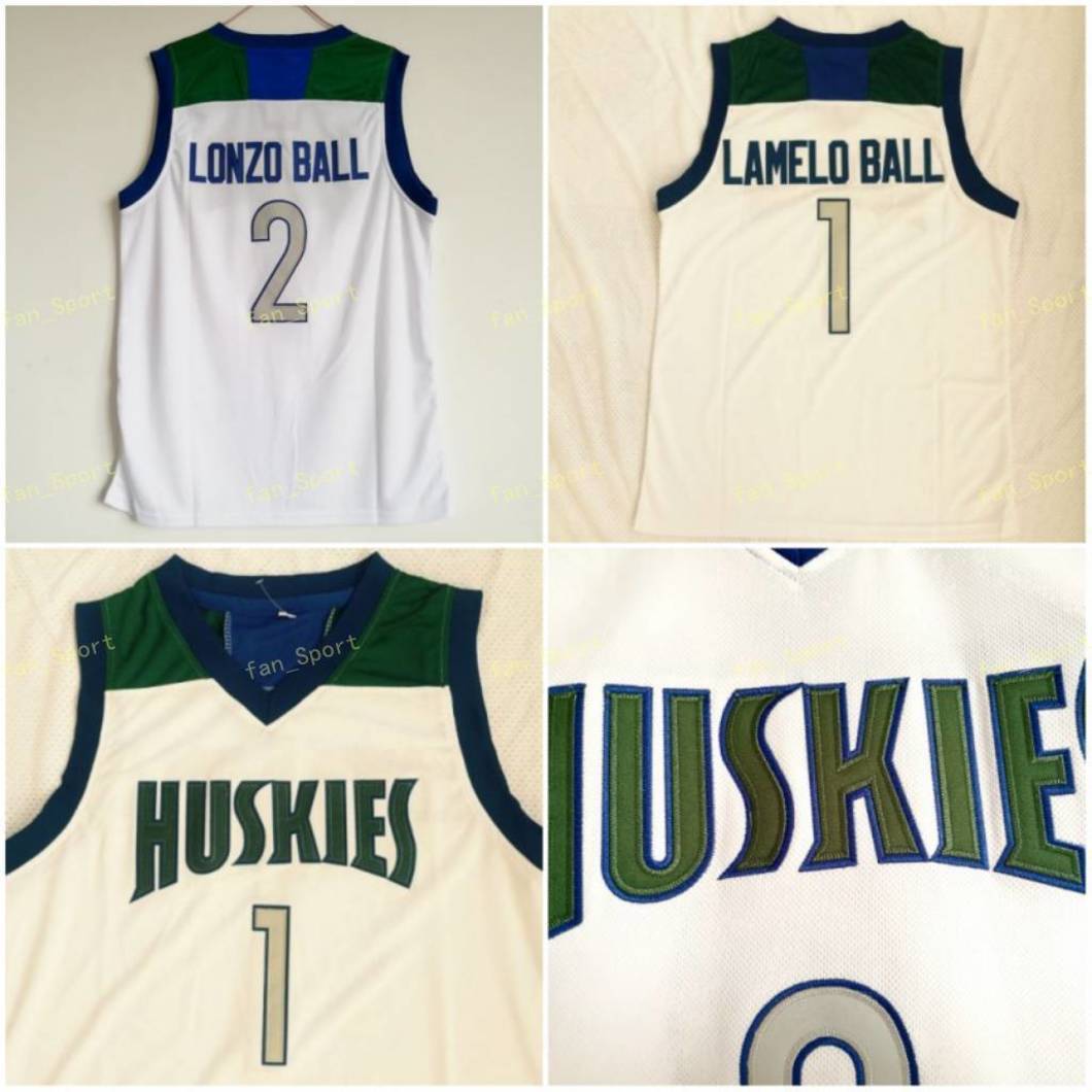 

NCAA Chino Hills Huskies High School Lamelo #1 Ball Jersey Home White Stitched Lonzo #2 Ball Basketball Jerseys Shirts Mix Order, Black