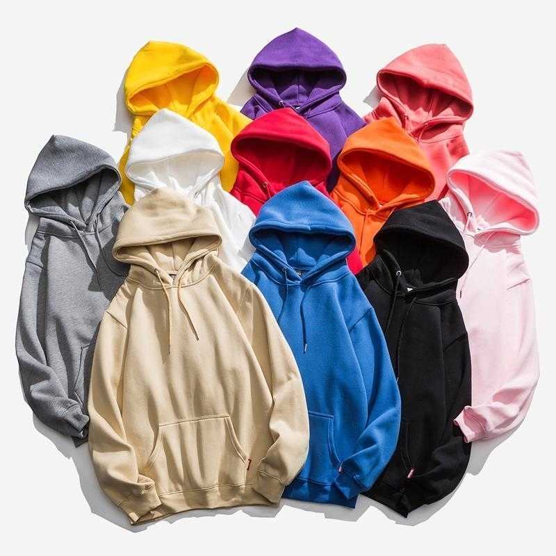 

autumn winter 's fashion streetwear hooded sweatshirt casual harajuku clothing solid color hoodies men m-8xl, Black