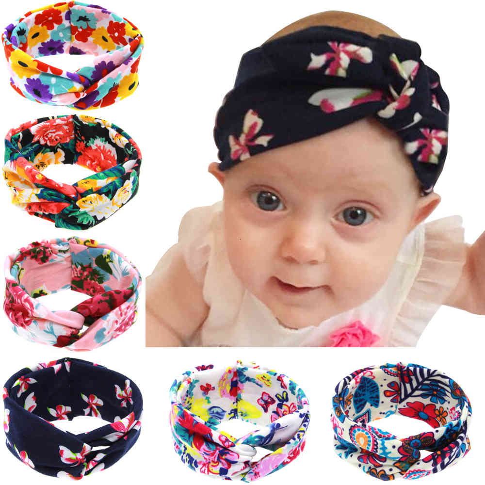 

Hair Accessories est Baby Floral Printed Headbands Kids Girls Knot band Turban Children Soft Cross Elastic Cotton Headwear KHA276 M9KC, 6 colors