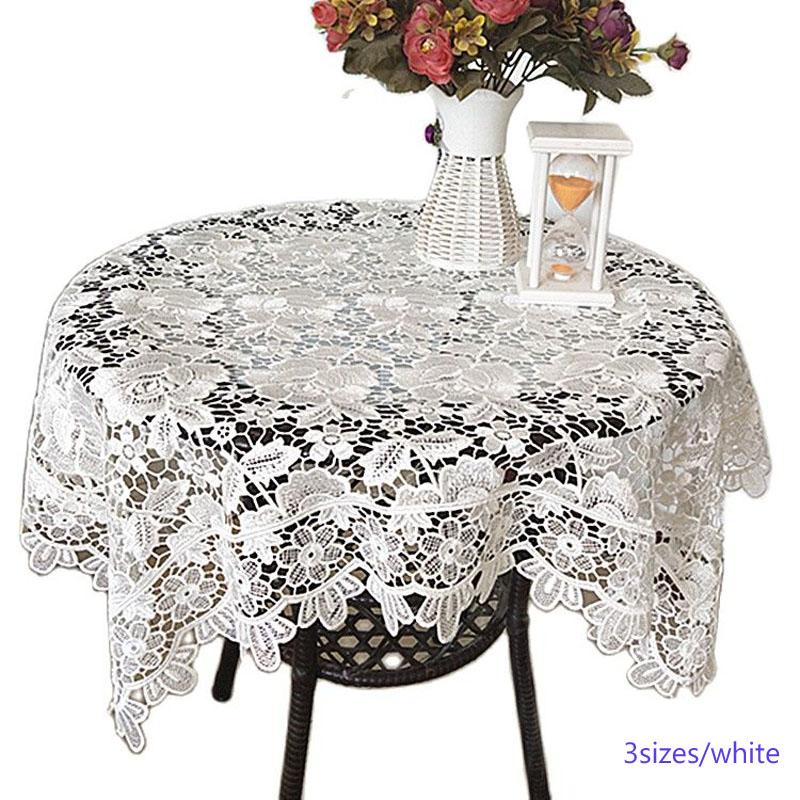 

Table Cloth Luxury Water Soluble White Lace Embroidery Tea Navidad Wedding Tablecloth Kitchen Party Christmas Year Decor