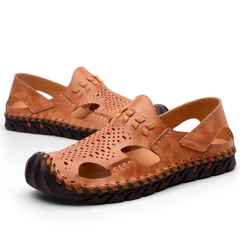 Top Fashion Summer Womens Mens Sandals Black Brown Leather Sandy Beach Sandal Men Shoes Size 38-44 Code: 92-1766