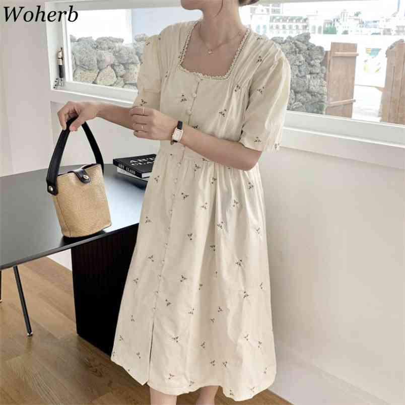 

Temperament Woman Dress Patchwork Lace Embroidery Vestidos Female Summer Robe Loose Elegant Vintage Dresses 95677 210519, Green