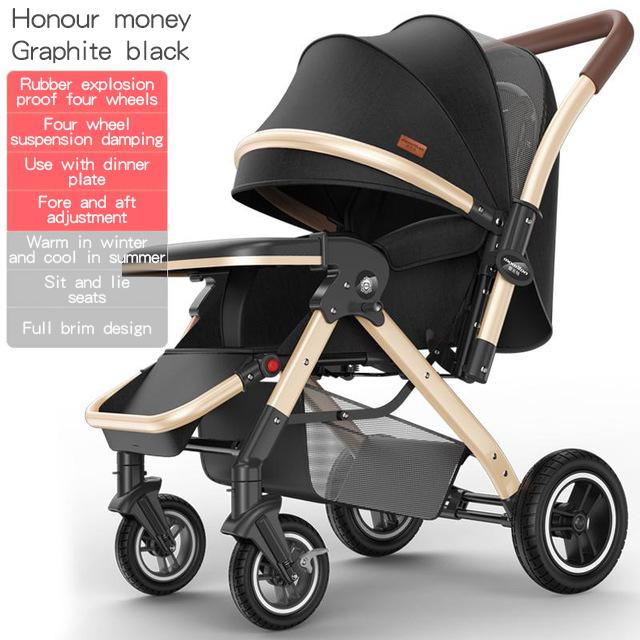 

Strollers# Baby Stroller Can Sit Reclining Lightweight Folding Four-wheeled Children High Landscape Trolley 0-3 Years Old