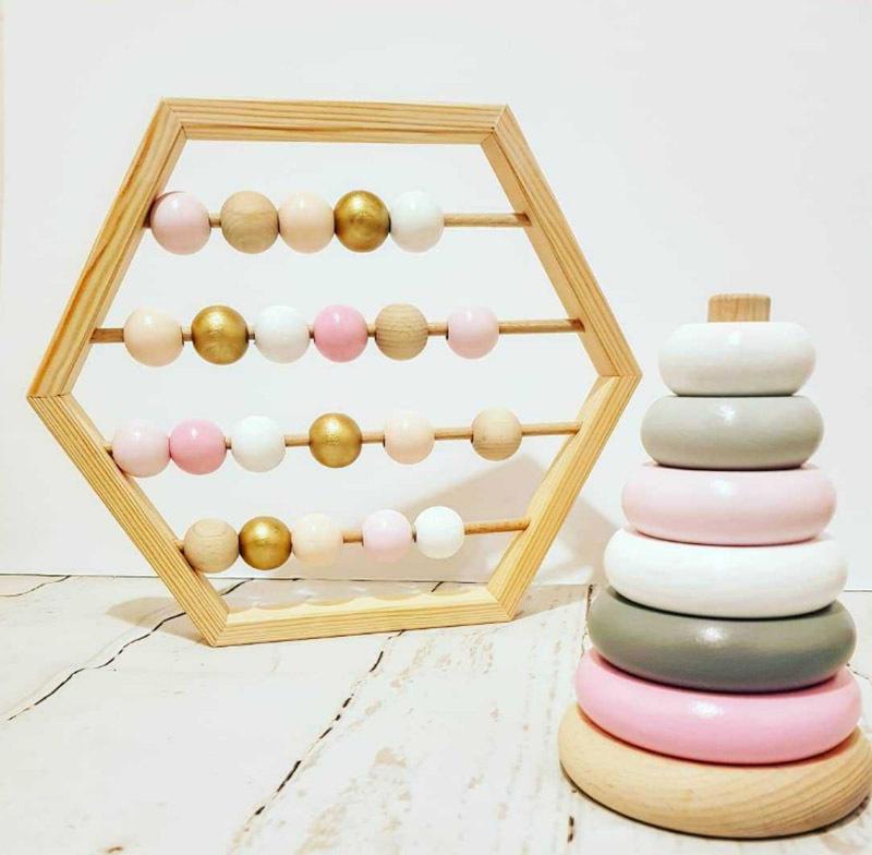 

Decorative Objects & Figurines Nordic Style Natural Wooden Abacus With Beads Craft Baby Early Learning Educational Toys Scandinavian Room De