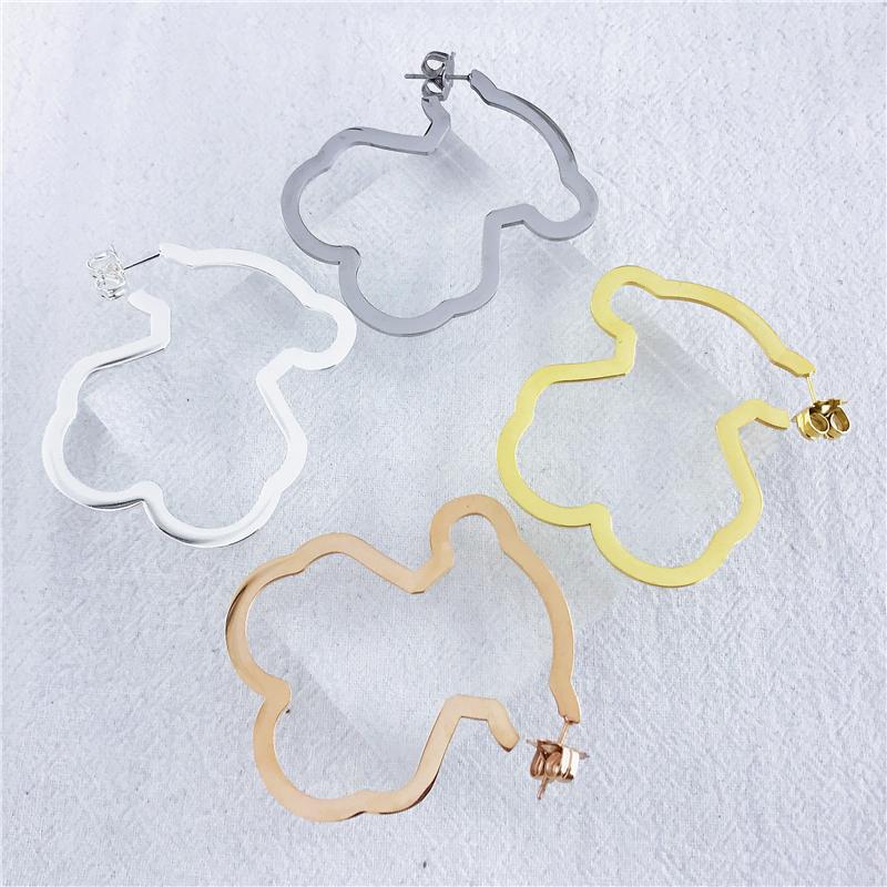 Bijoux de mode étalon ours en acier inoxydable usine entièrement creux de boucles d'oreilles simples aretes de mujer moderne 2021252q