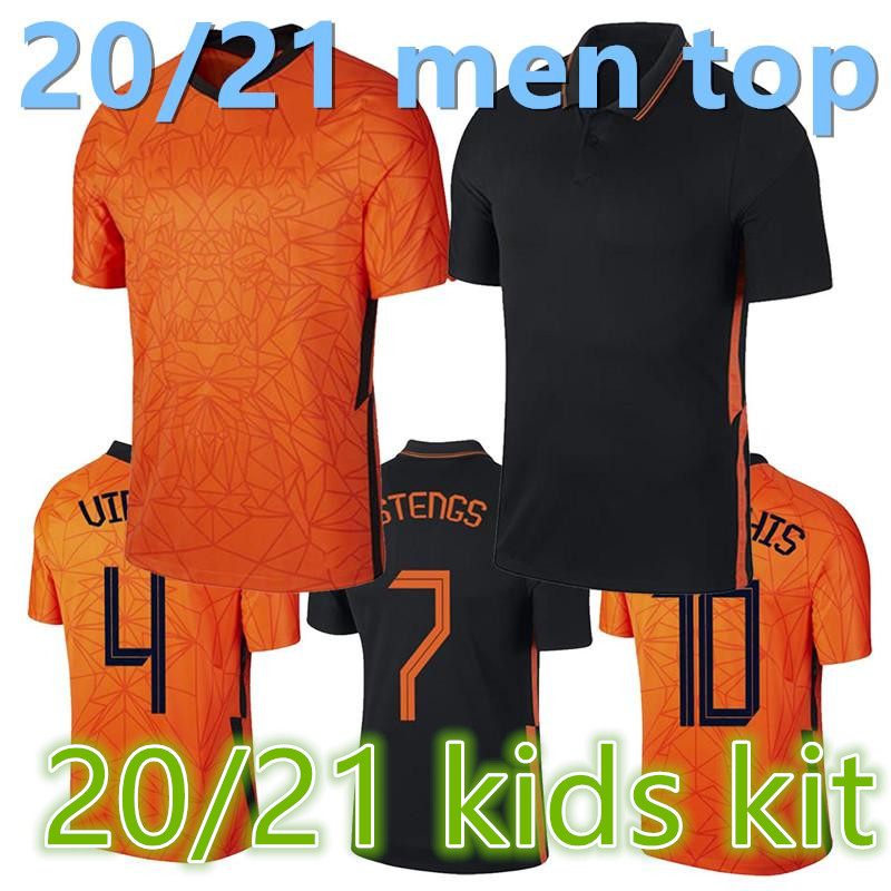 

20 21MEMPHIS Netherlands soccer jersey JONG Holland DE LIGT STROOTMAN VAN DIJK VIRGIL 2021 football Adult men + kids kit, Black;yellow