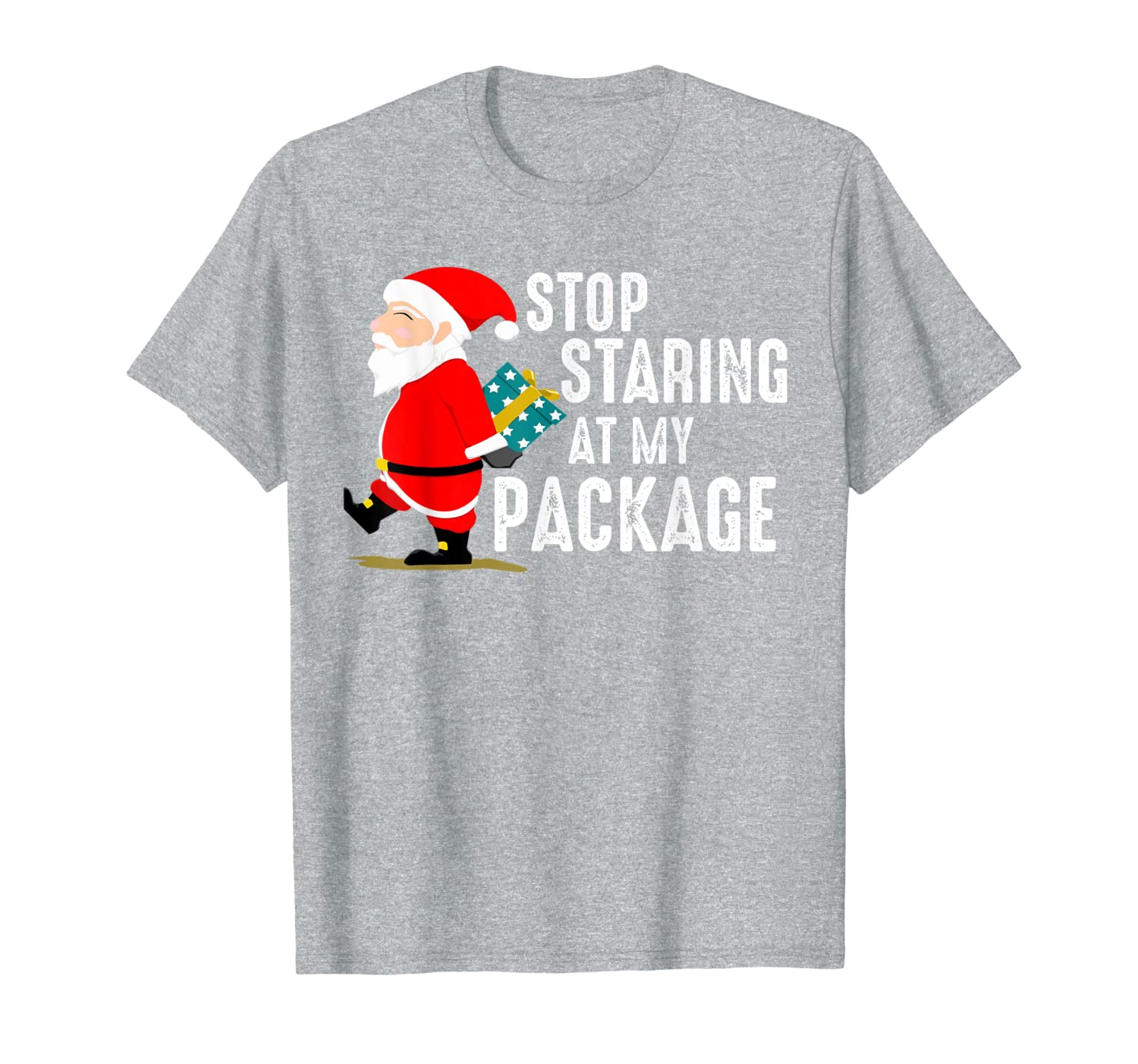 

sstaring at my package funny humour xmas t-shirt, White;black