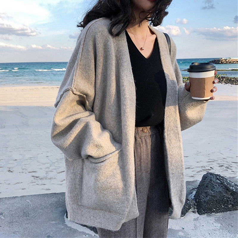 

women's sweaters cardigan spring winter jacket release korean solid casual women oversized mesh v2go, White;black