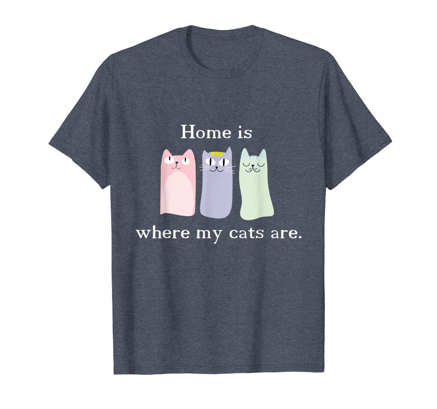 

home is where my cats are - funny cat lover gift idea t-shirt, White;black